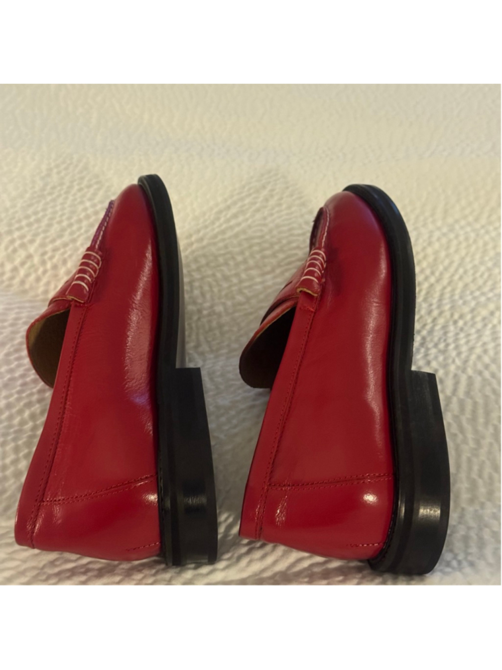 Steve Madden Red Leather Penny Loafers Women’s Size 9.5 Classic Preppy Chic - Picture 6 of 9